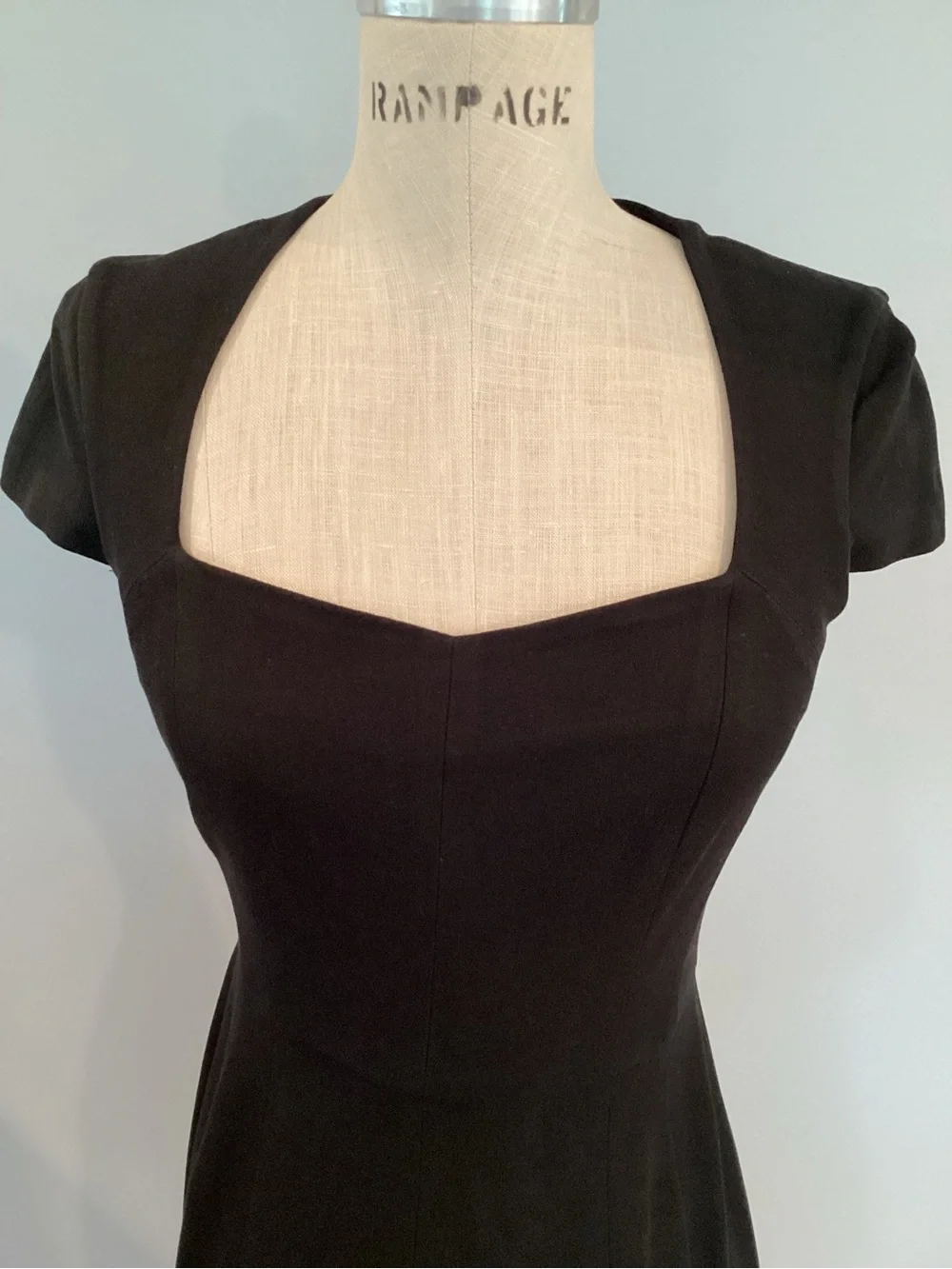 Banana Republic Black Sheath Dress with Sweetheart Neck and Cap Sleeves Size 2P